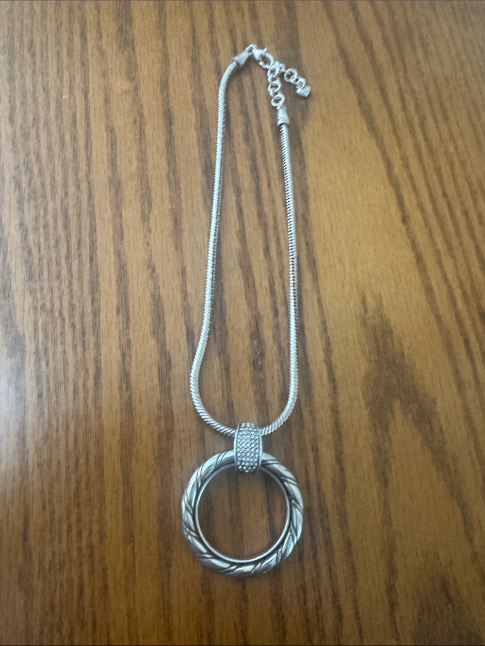 Brighton Textured Silver-Tone Circle Pendant Necklace